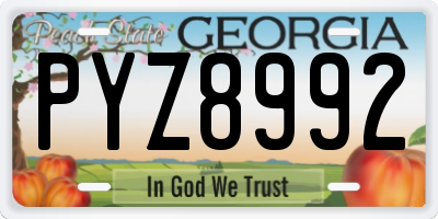 GA license plate PYZ8992