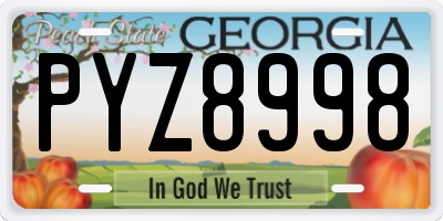 GA license plate PYZ8998