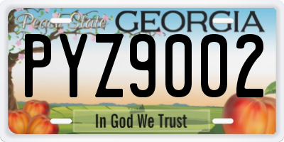 GA license plate PYZ9002