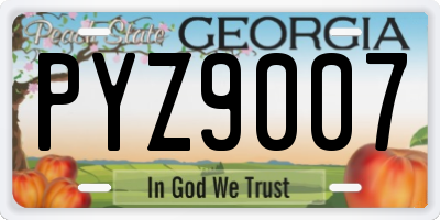 GA license plate PYZ9007