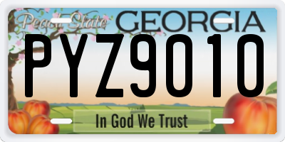 GA license plate PYZ9010