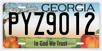GA license plate PYZ9012