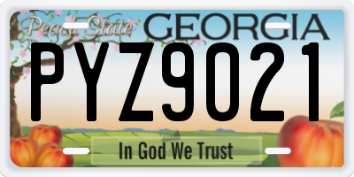 GA license plate PYZ9021