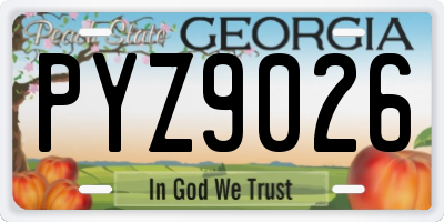 GA license plate PYZ9026