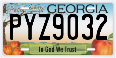 GA license plate PYZ9032