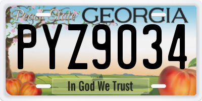 GA license plate PYZ9034