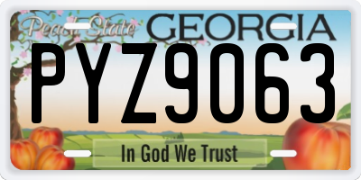 GA license plate PYZ9063