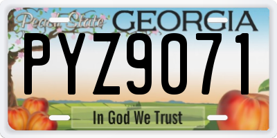 GA license plate PYZ9071
