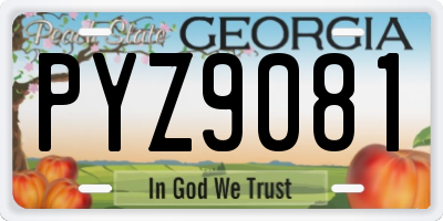GA license plate PYZ9081