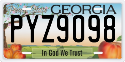 GA license plate PYZ9098