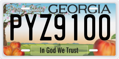 GA license plate PYZ9100