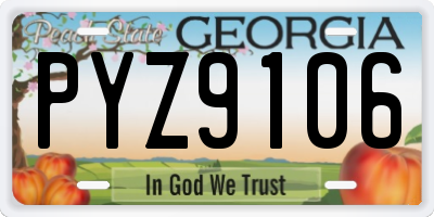 GA license plate PYZ9106