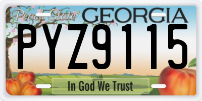 GA license plate PYZ9115