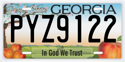 GA license plate PYZ9122