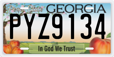GA license plate PYZ9134