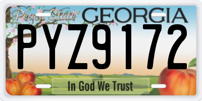 GA license plate PYZ9172
