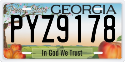 GA license plate PYZ9178
