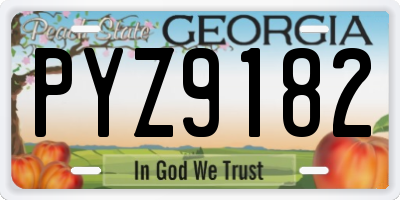 GA license plate PYZ9182