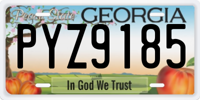 GA license plate PYZ9185