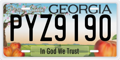 GA license plate PYZ9190