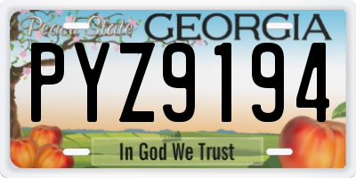 GA license plate PYZ9194