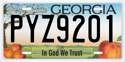 GA license plate PYZ9201