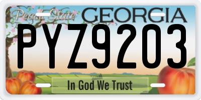 GA license plate PYZ9203