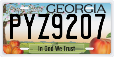 GA license plate PYZ9207
