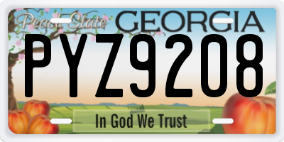 GA license plate PYZ9208