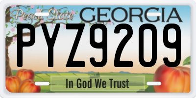 GA license plate PYZ9209