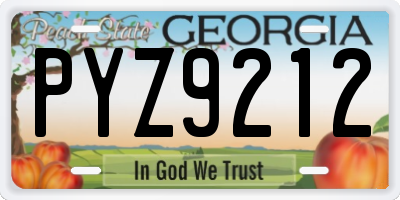 GA license plate PYZ9212