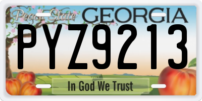 GA license plate PYZ9213