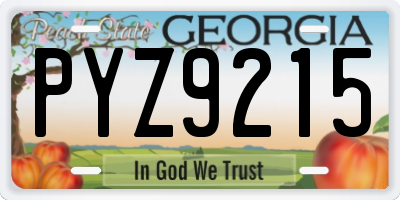 GA license plate PYZ9215