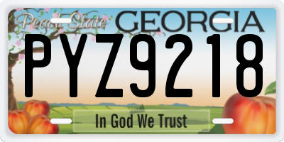 GA license plate PYZ9218