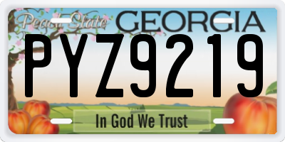 GA license plate PYZ9219