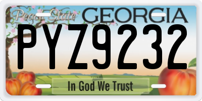 GA license plate PYZ9232