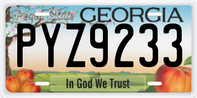 GA license plate PYZ9233