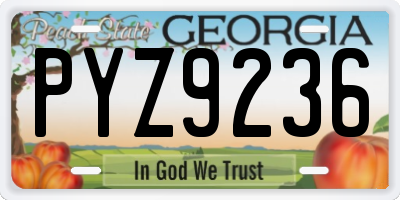 GA license plate PYZ9236