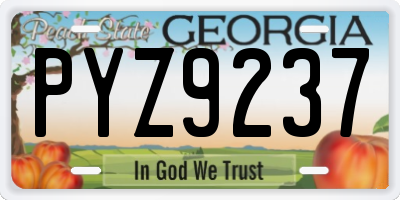 GA license plate PYZ9237
