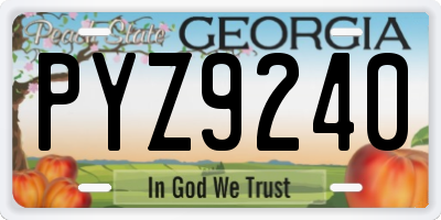 GA license plate PYZ9240