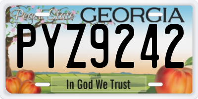 GA license plate PYZ9242
