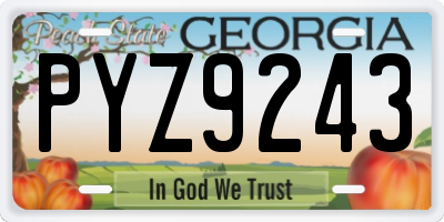 GA license plate PYZ9243
