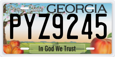 GA license plate PYZ9245