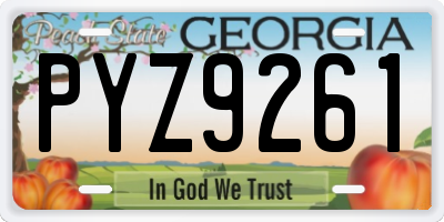 GA license plate PYZ9261