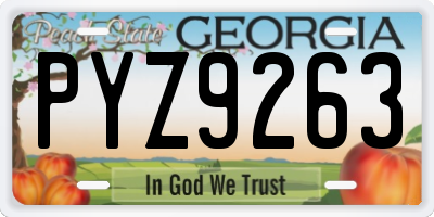 GA license plate PYZ9263