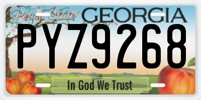 GA license plate PYZ9268