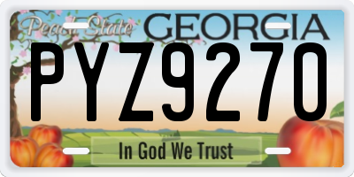 GA license plate PYZ9270