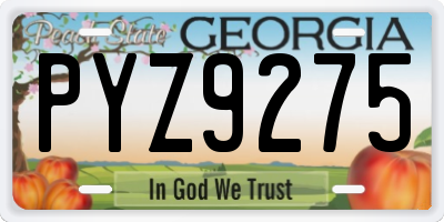 GA license plate PYZ9275
