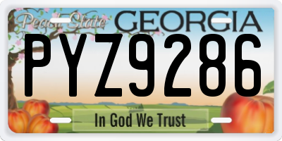 GA license plate PYZ9286