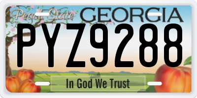 GA license plate PYZ9288